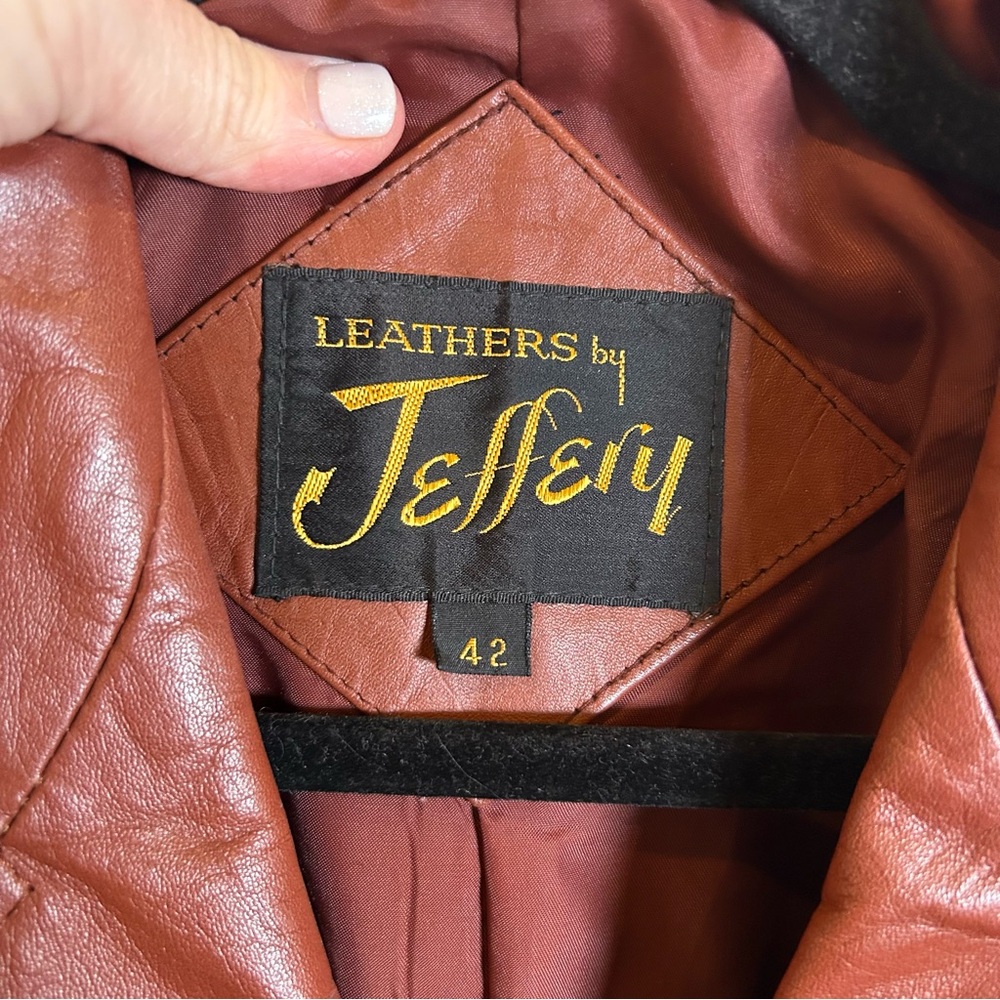 Vintage Leathers by Jeffery Men’s Brown Leather Jacket‎ Size 42 - Picture 3 of 13
